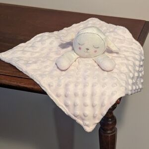 Baby sheep lamb lovey security blanket 11”. GUC. No Tags. Dollarama Plush.